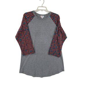 LulaRoe Women's  RANDY TOP Long Sleeve  Gray/Orange Size  Large